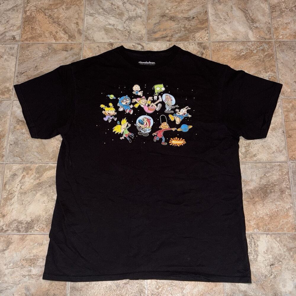 Nickelodeon Classic 90's Cartoon Characters Adult T-Shirt Large Black
